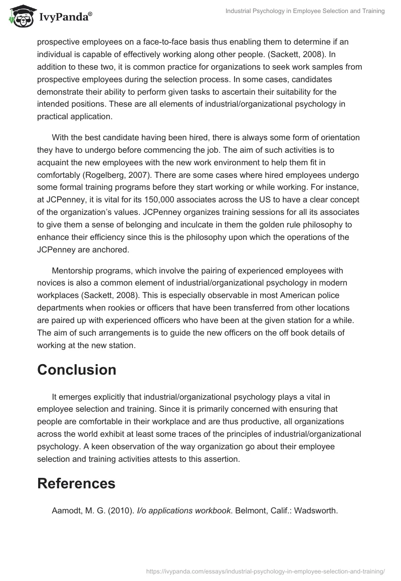 Industrial Psychology in Employee Selection and Training. Page 2