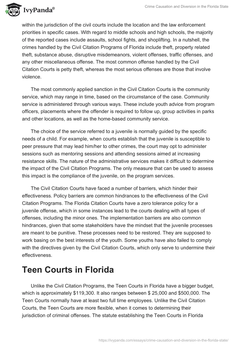 Crime Causation and Diversion in the Florida State. Page 2
