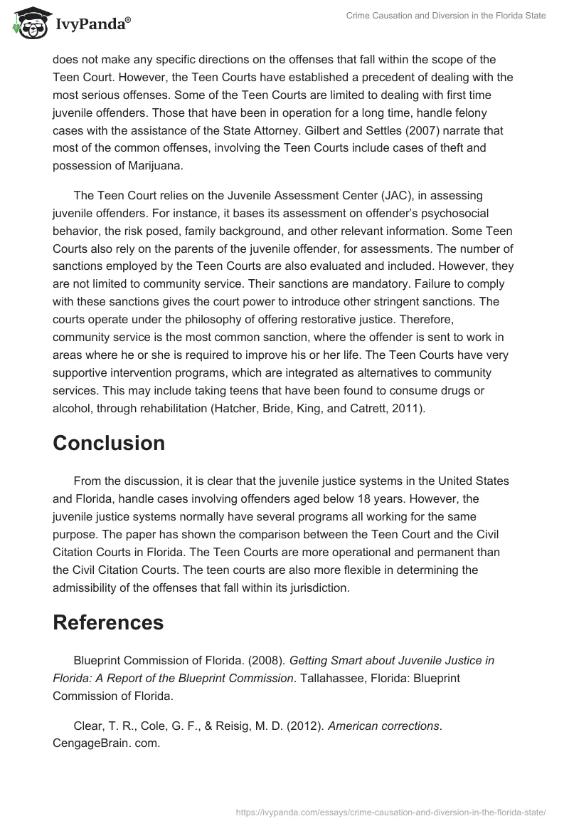 Crime Causation and Diversion in the Florida State. Page 3