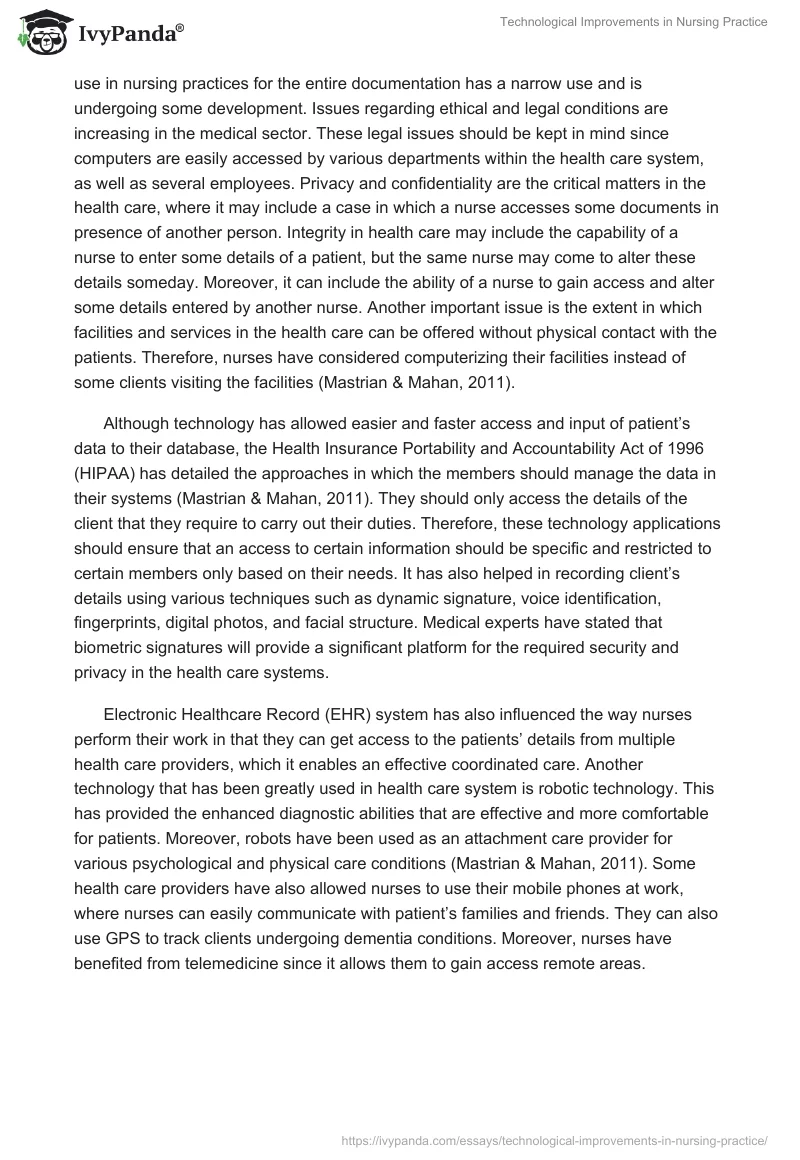 Technological Improvements in Nursing Practice. Page 2