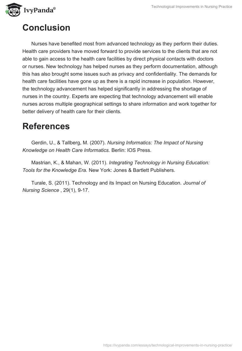 Technological Improvements in Nursing Practice. Page 3