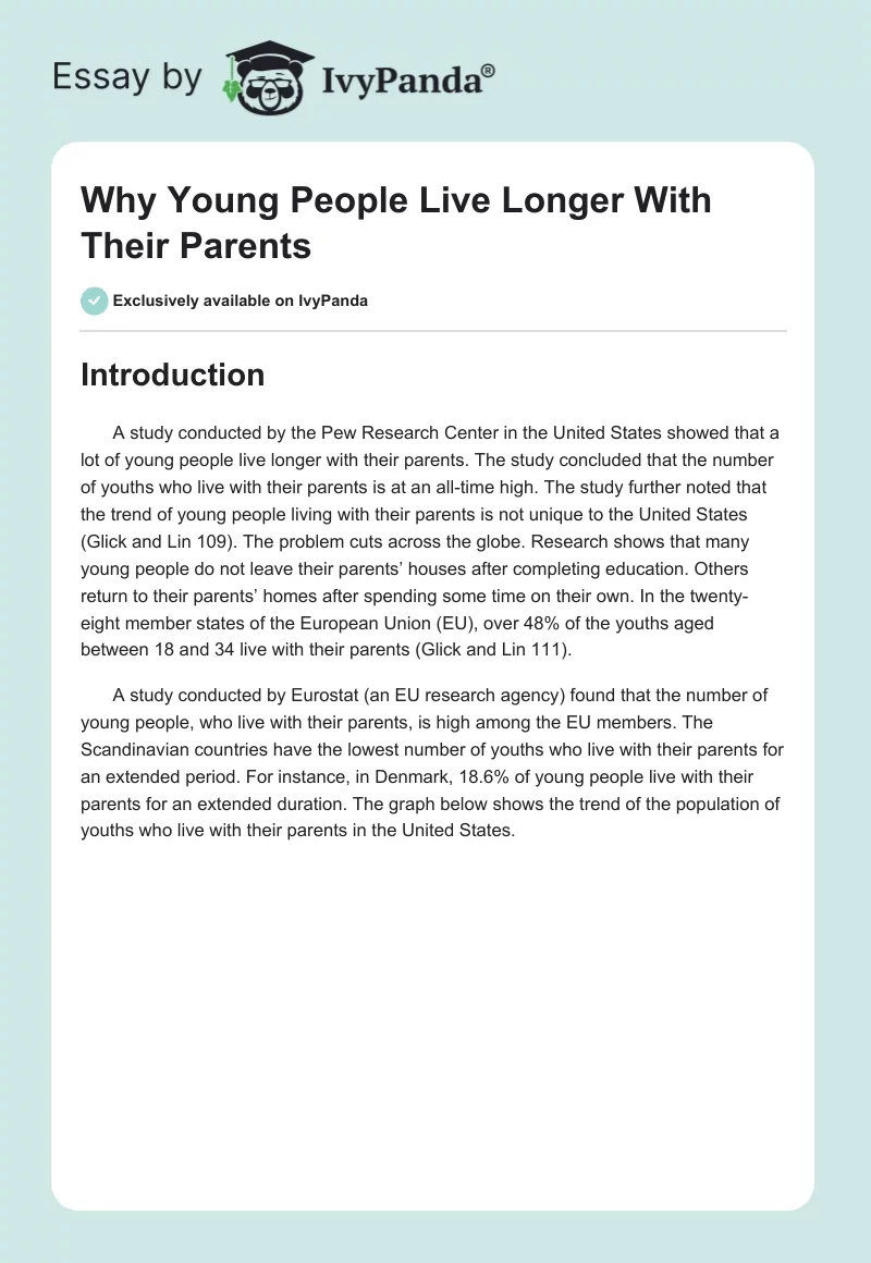 Why Young People Live Longer With Their Parents. Page 1