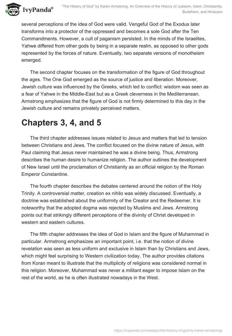 ”The History of God” by Karen Armstrong: An Overview of the History of Judaism, Islam, Christianity, Buddhism, and Hinduism. Page 2