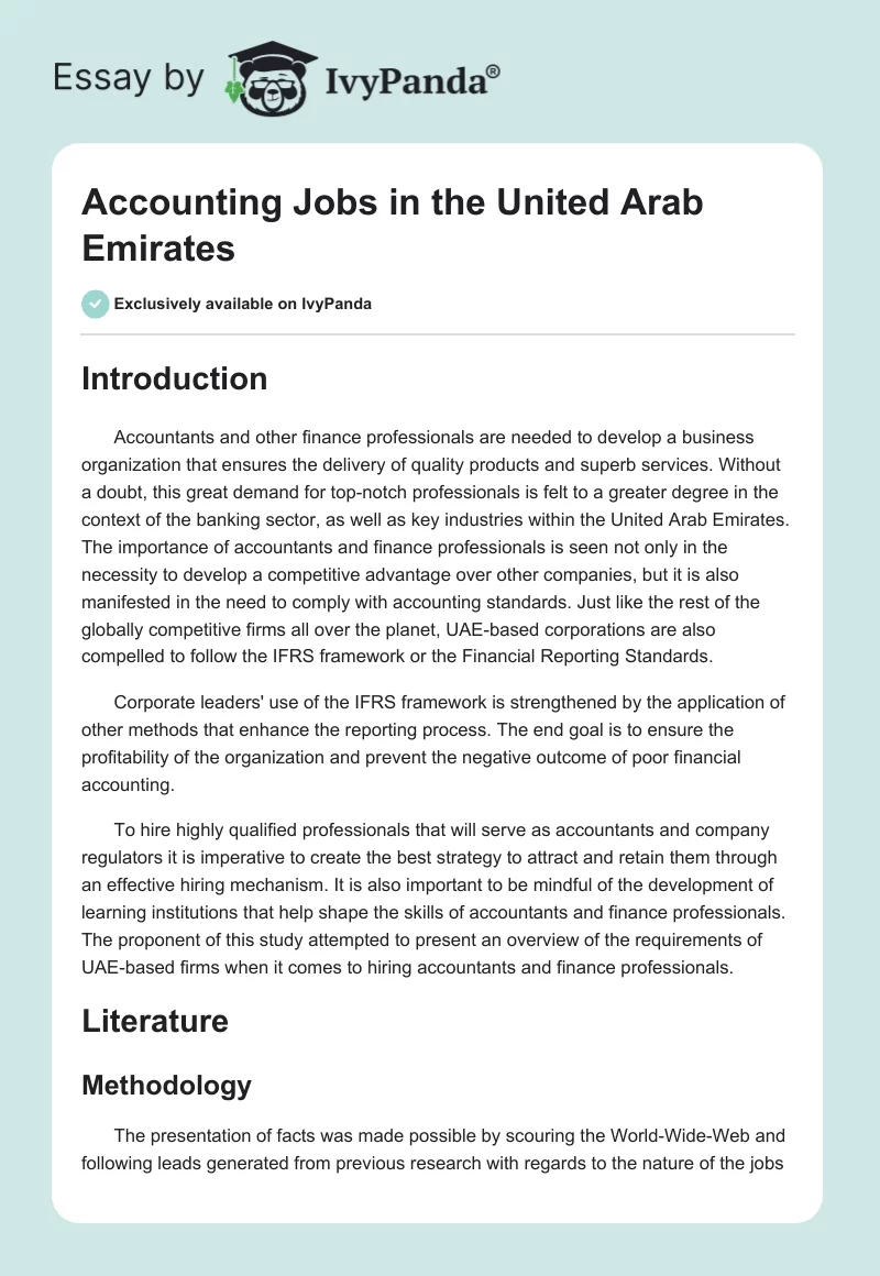 Accounting Jobs in the United Arab Emirates. Page 1
