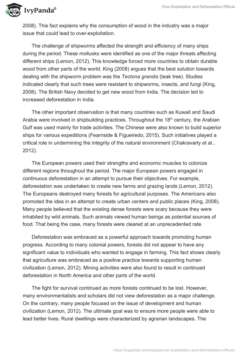 Over-Exploitation and Deforestation Effects. Page 3