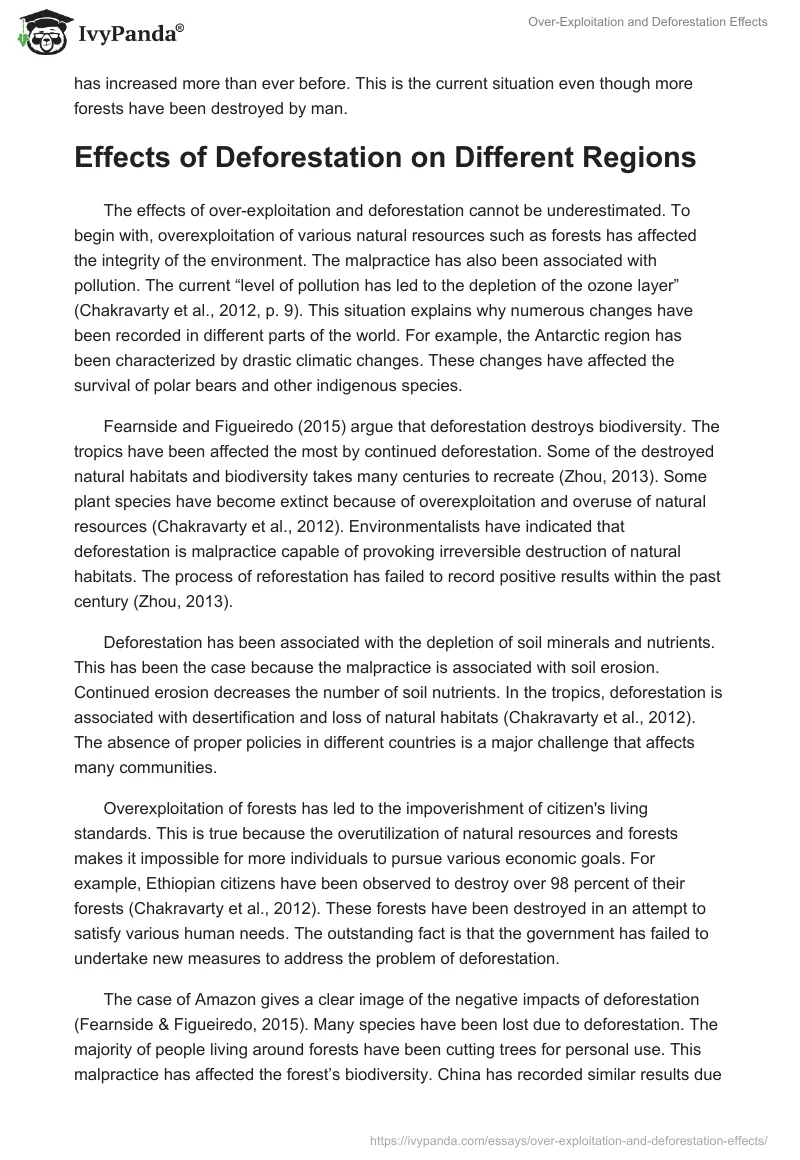 Over-Exploitation and Deforestation Effects. Page 5