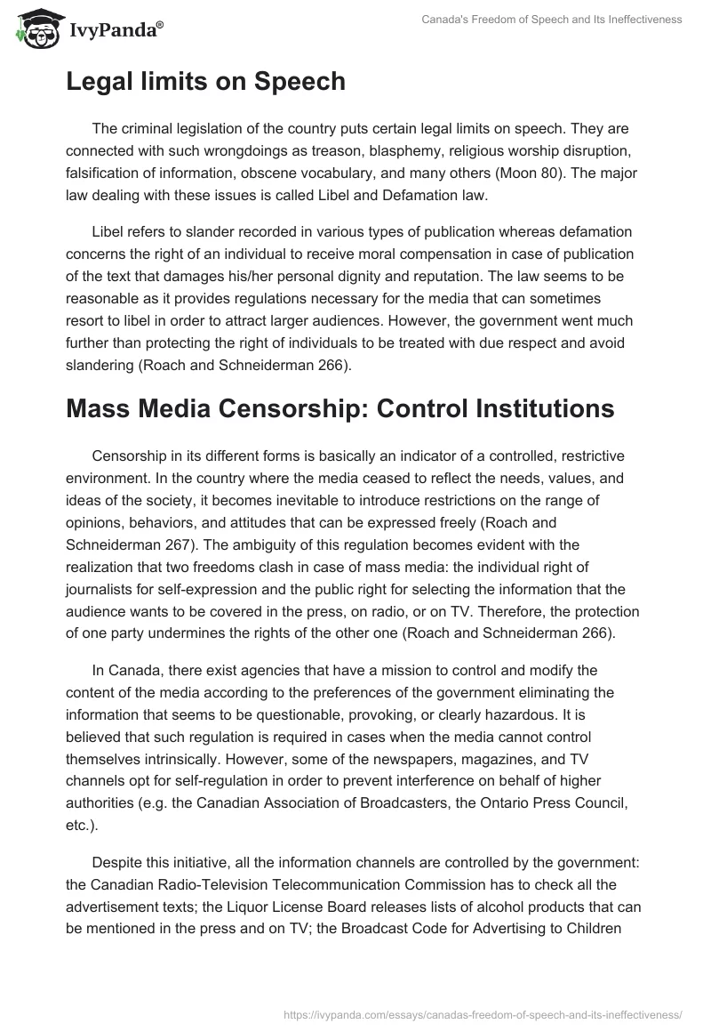 Canada's Freedom of Speech and Its Ineffectiveness. Page 2