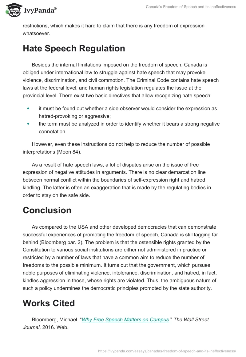 Canada's Freedom of Speech and Its Ineffectiveness. Page 4