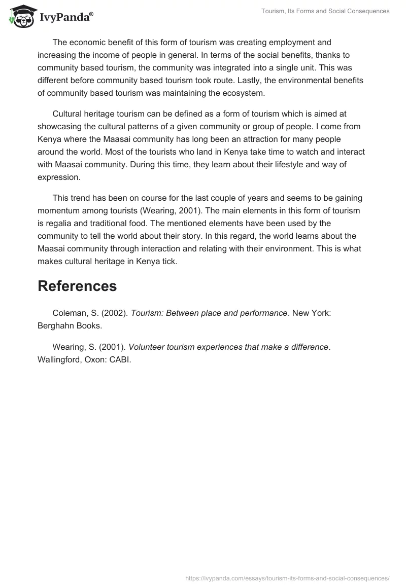 Tourism, Its Forms and Social Consequences. Page 2