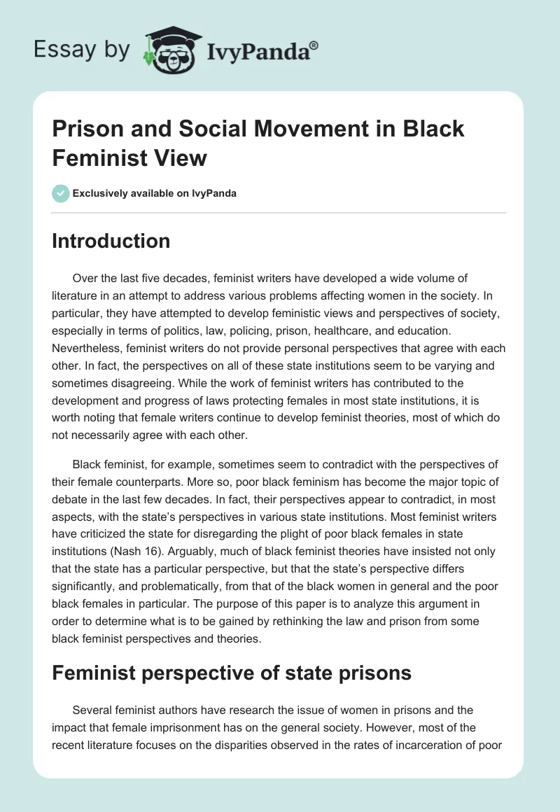 Prison and Social Movement in Black Feminist View. Page 1