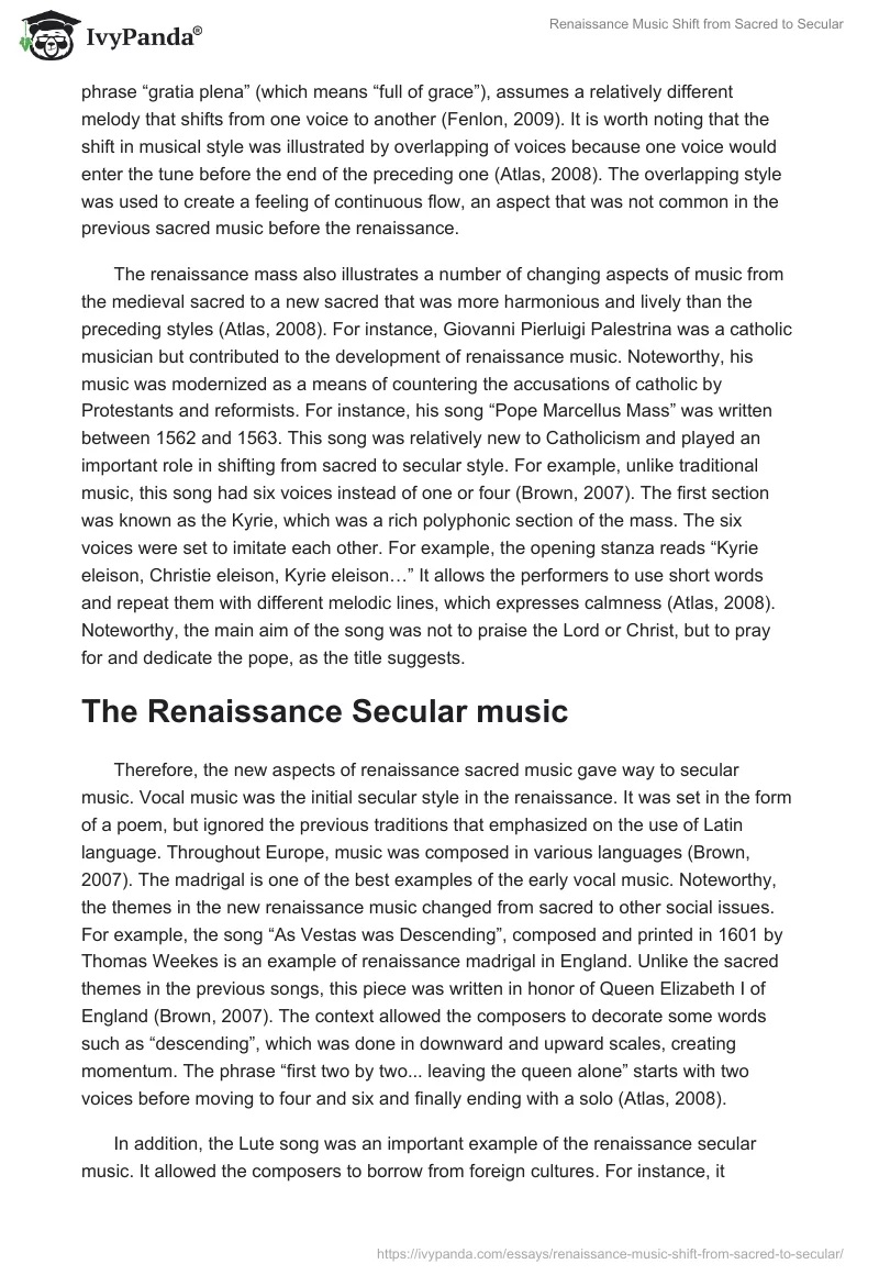 Renaissance Music Shift From Sacred to Secular. Page 2
