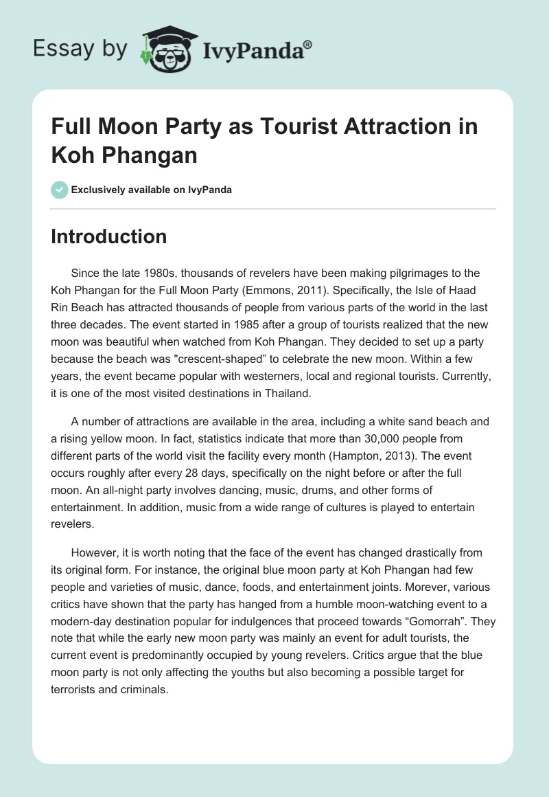 Full Moon Party as Tourist Attraction in Koh Phangan. Page 1