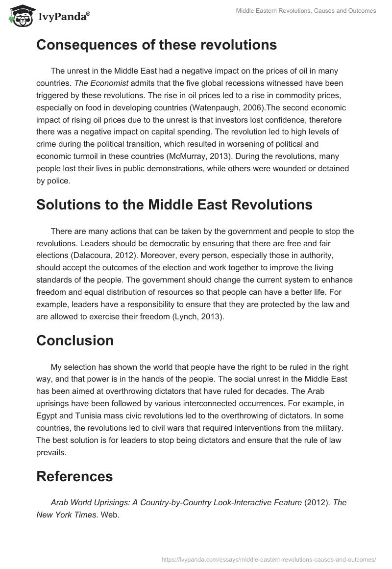 Middle Eastern Revolutions, Causes and Outcomes. Page 2