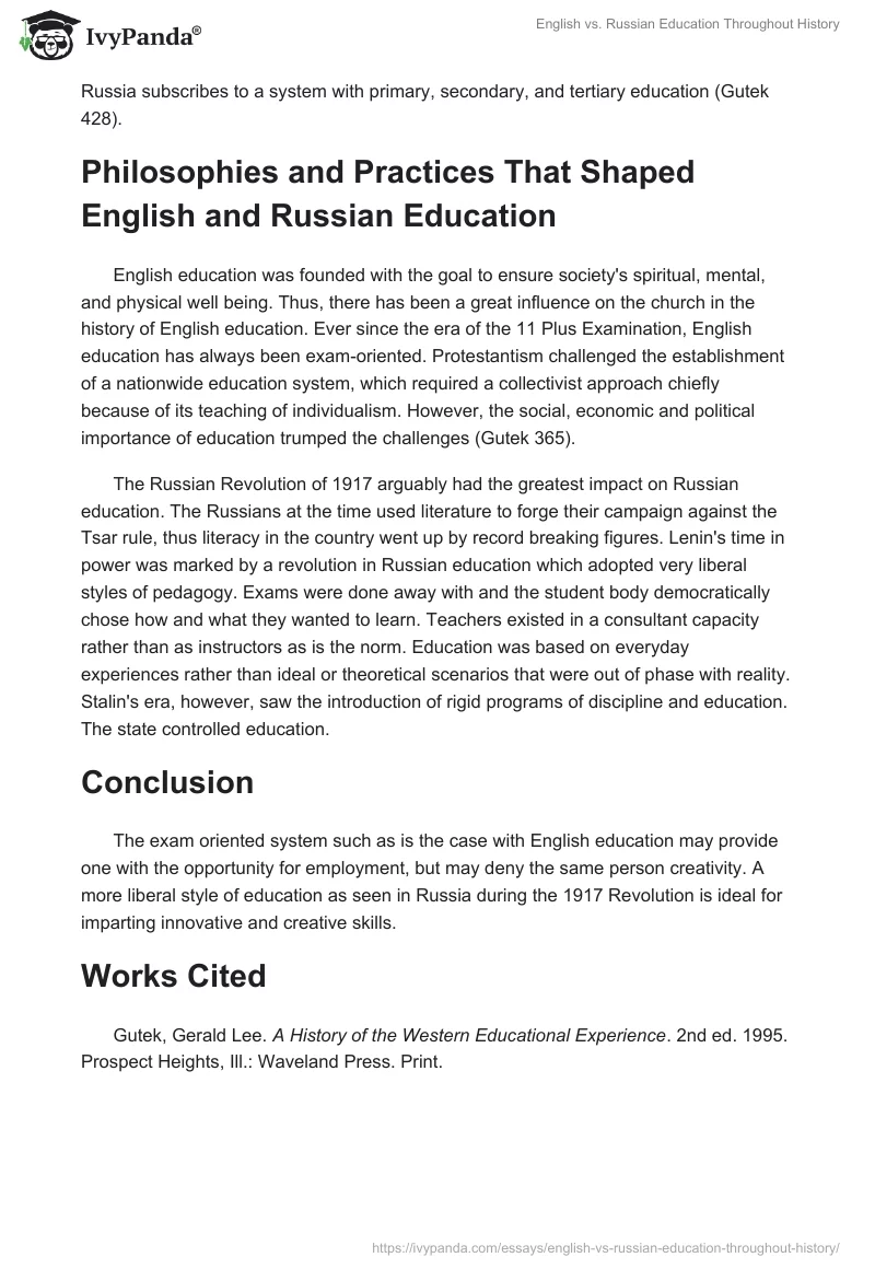 English vs. Russian Education Throughout History. Page 2