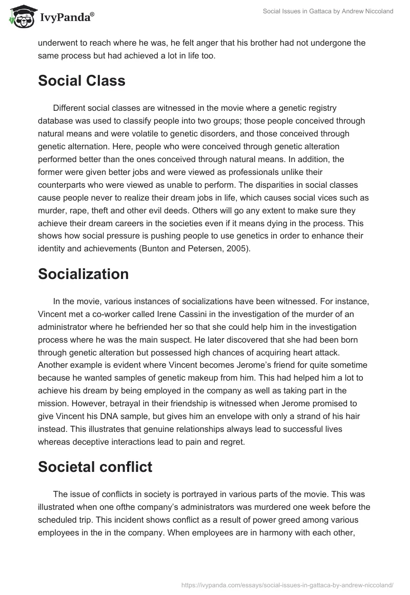 Social Issues in "Gattaca" by Andrew Niccoland. Page 2