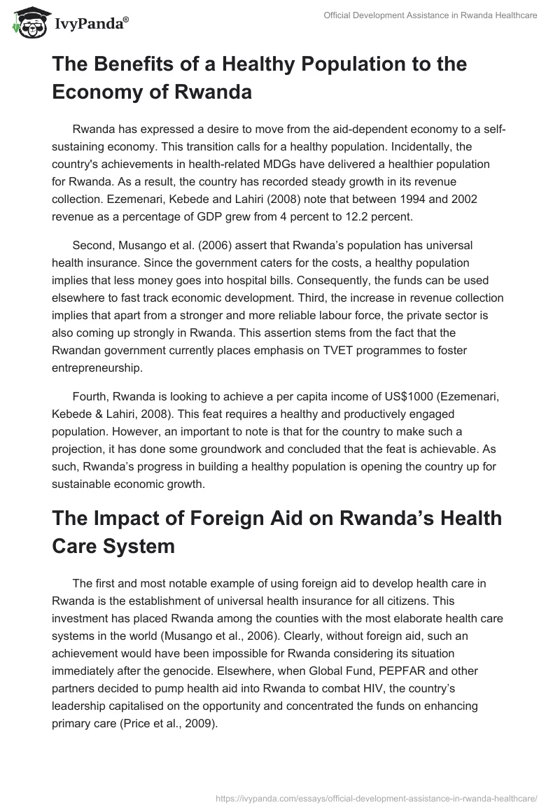 Official Development Assistance in Rwanda Healthcare. Page 3