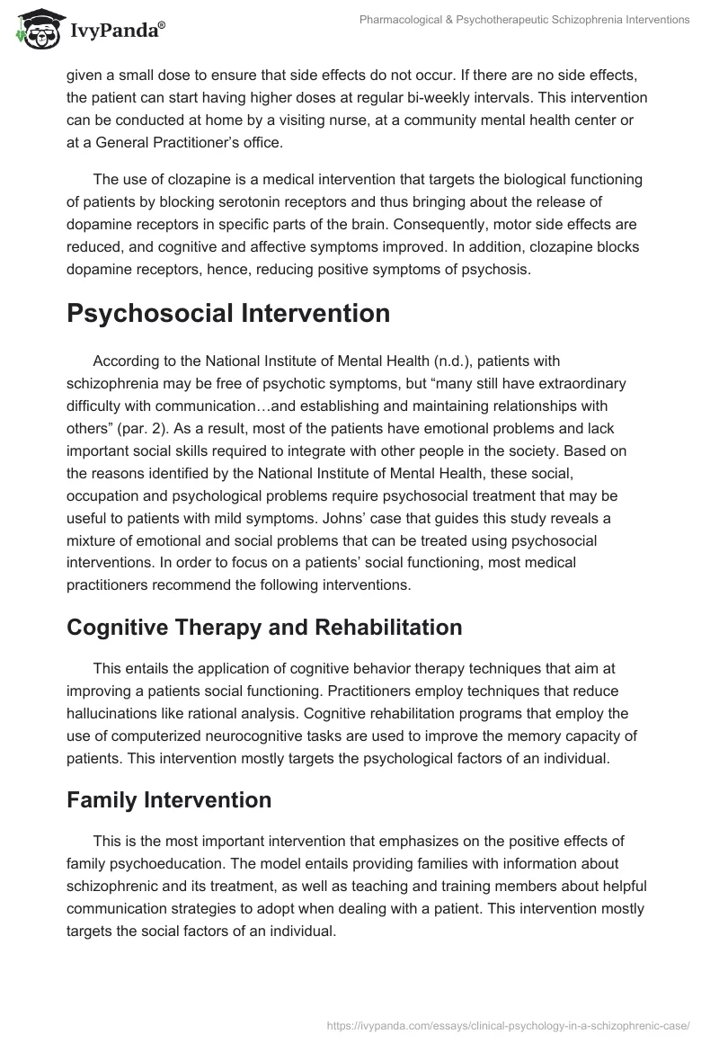 Pharmacological & Psychotherapeutic Schizophrenia Interventions. Page 2