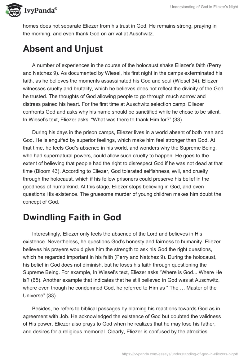 Understanding of God in Eliezer’s "Night". Page 2