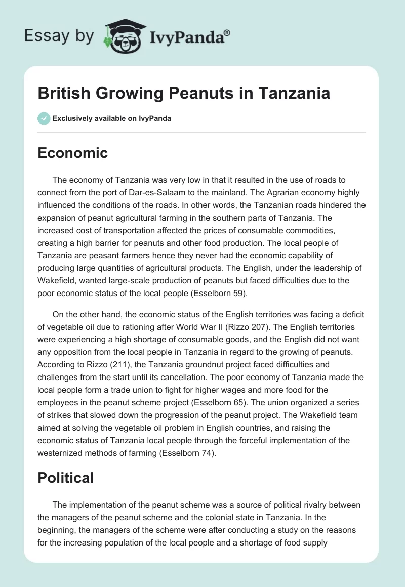 British Growing Peanuts in Tanzania. Page 1