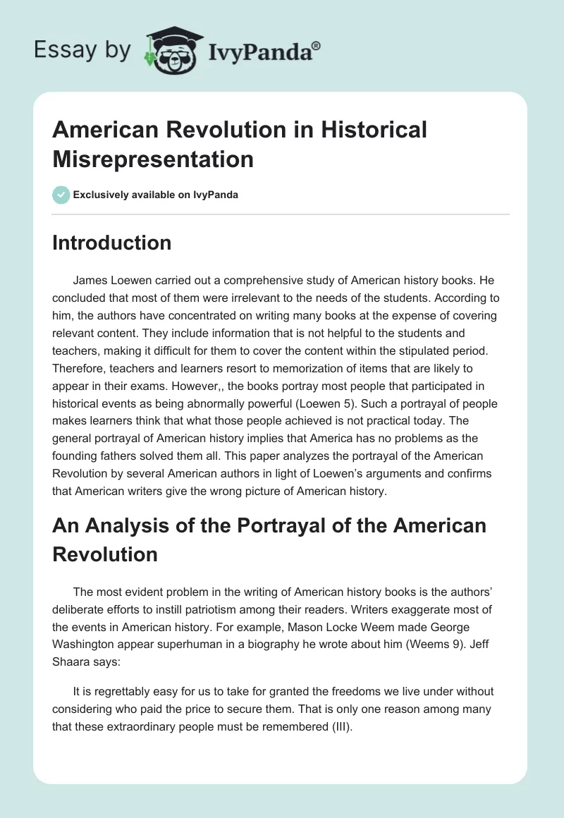 American Revolution in Historical Misrepresentation. Page 1