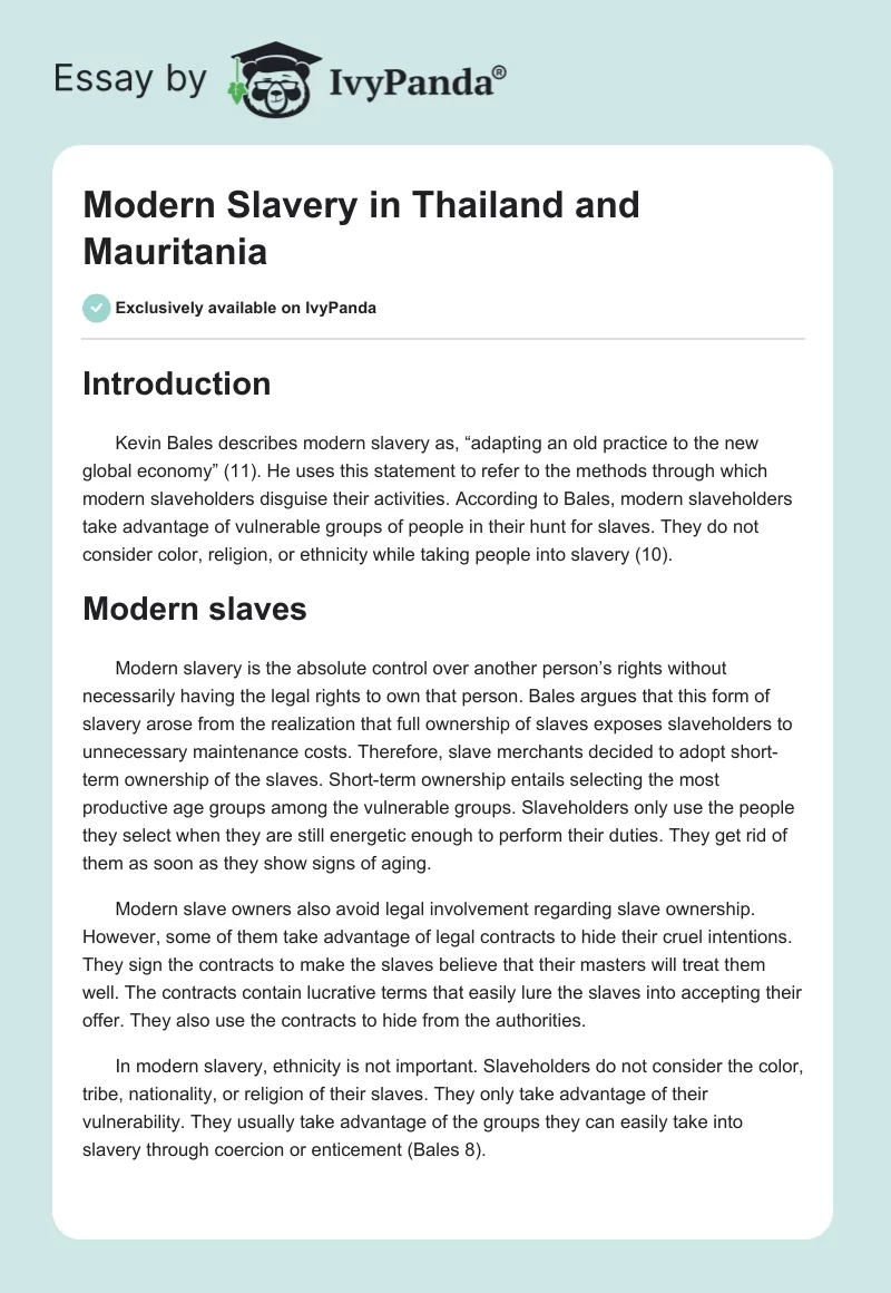 Modern Slavery in Thailand and Mauritania. Page 1