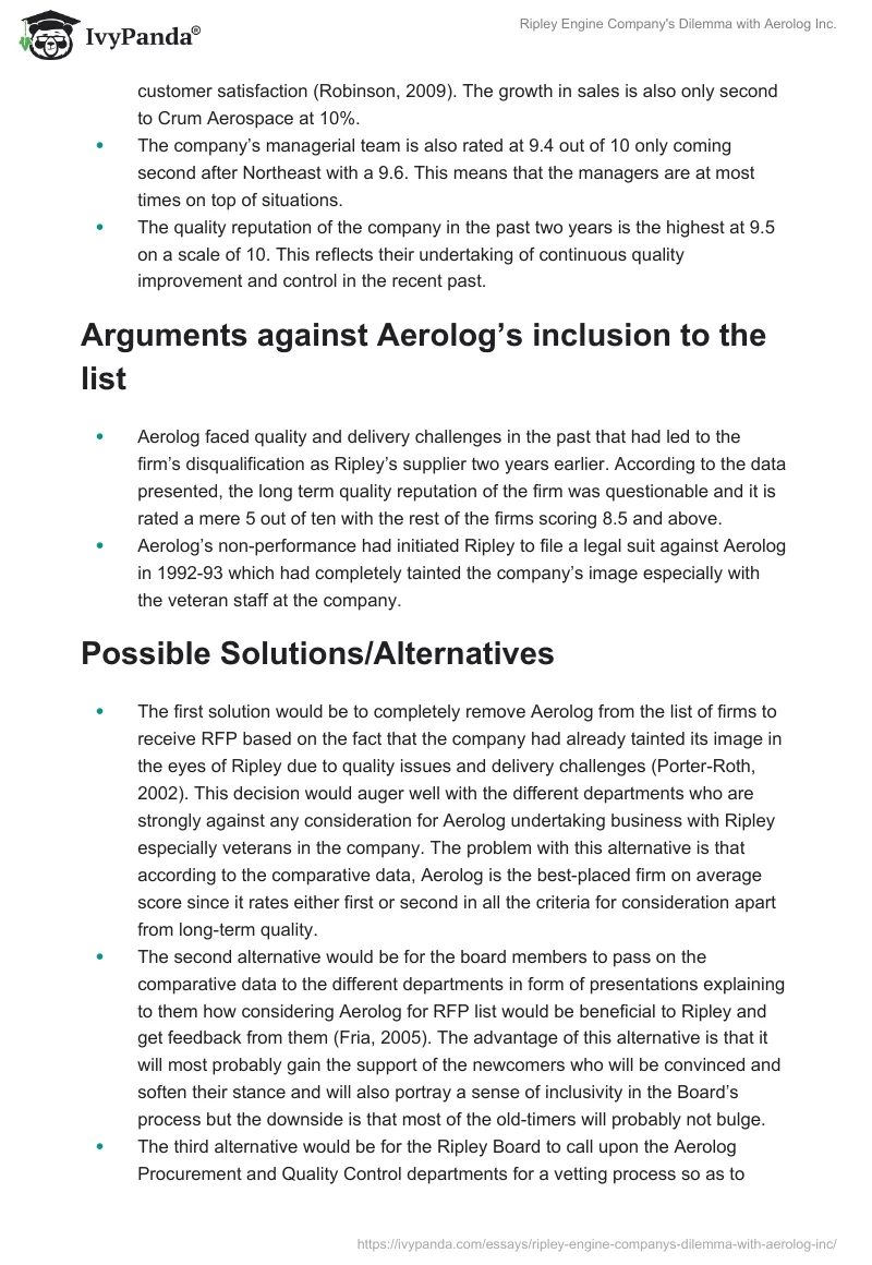 Ripley Engine Company's Dilemma with Aerolog Inc.. Page 3