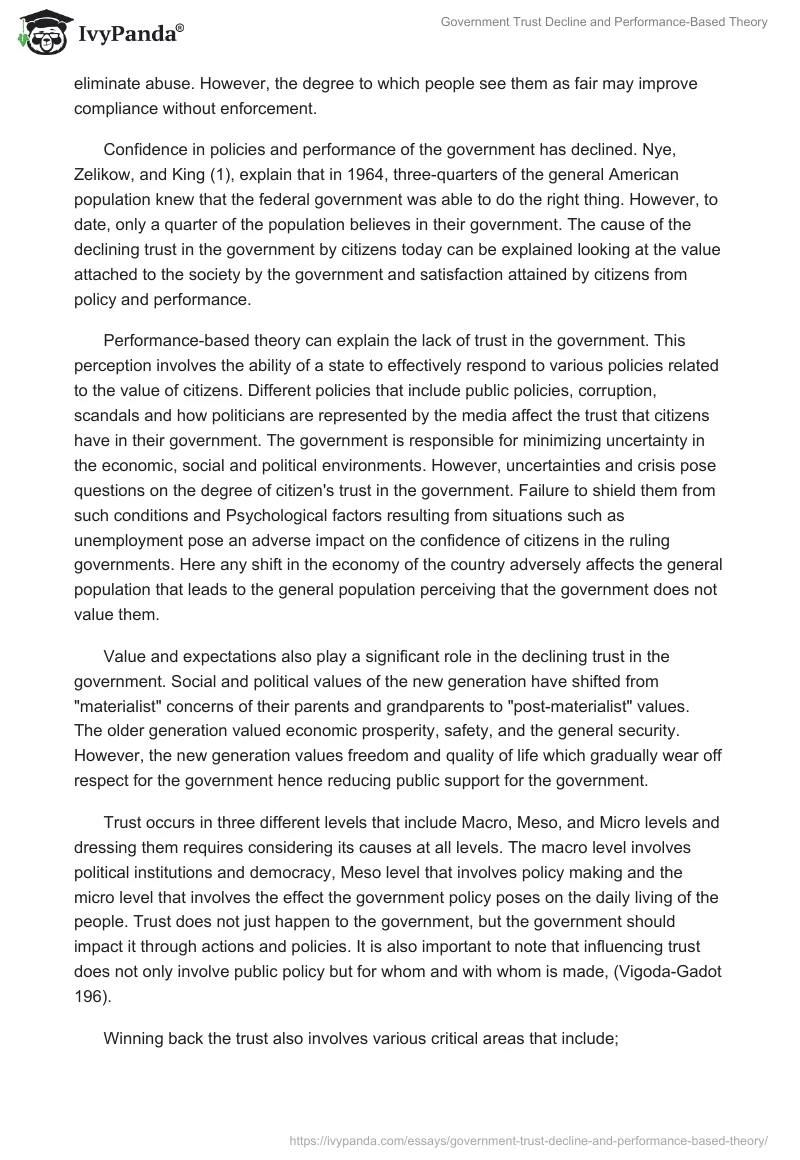 Government Trust Decline and Performance-Based Theory. Page 2