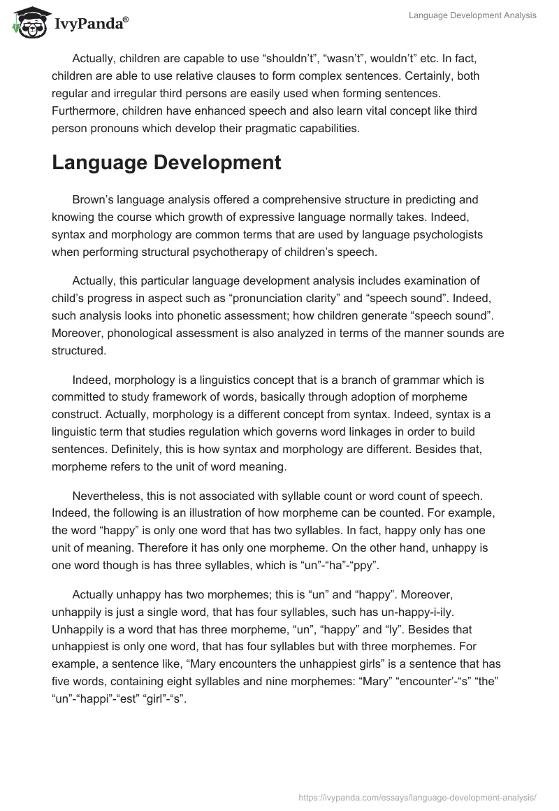 Language Development Analysis. Page 4