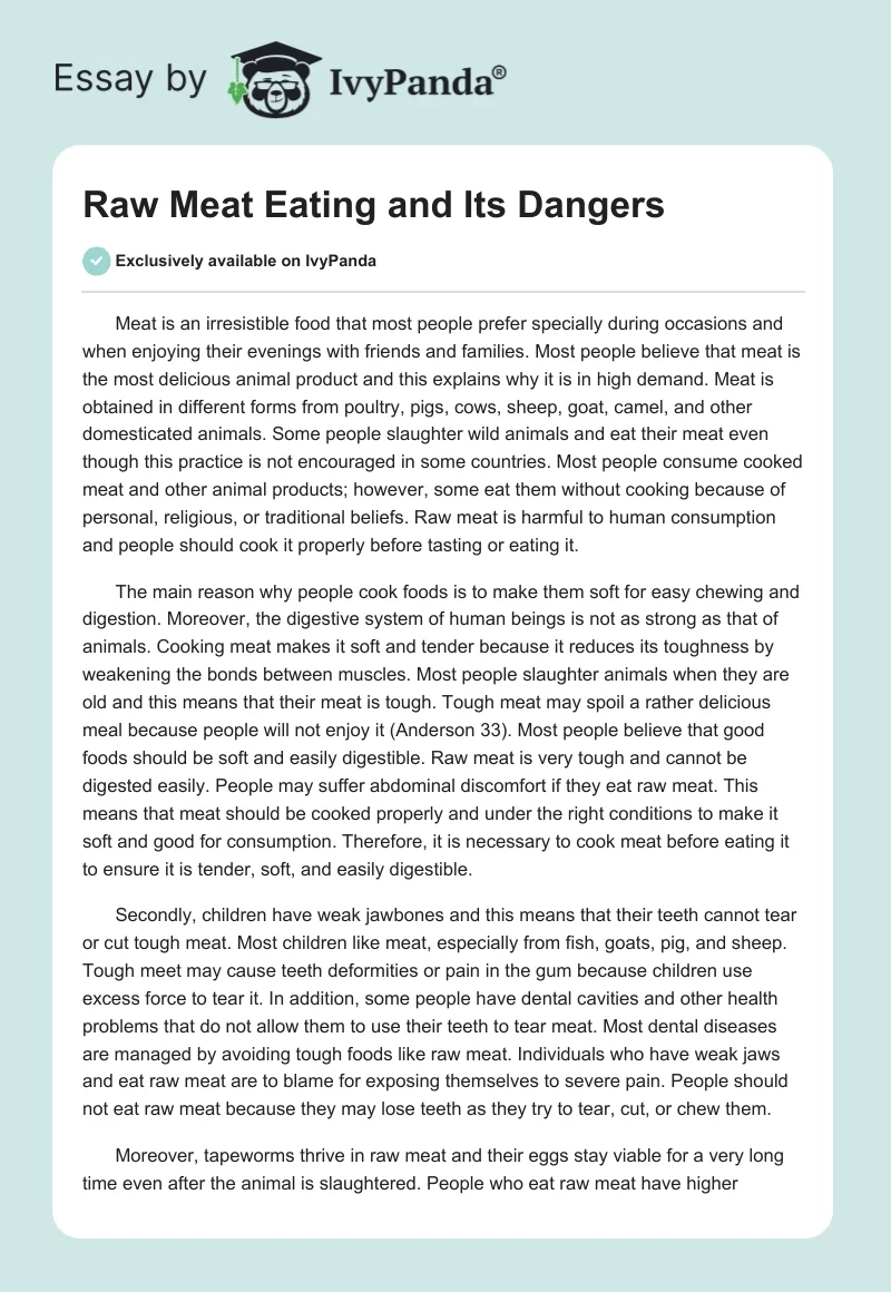 Raw Meat Eating and Its Dangers. Page 1