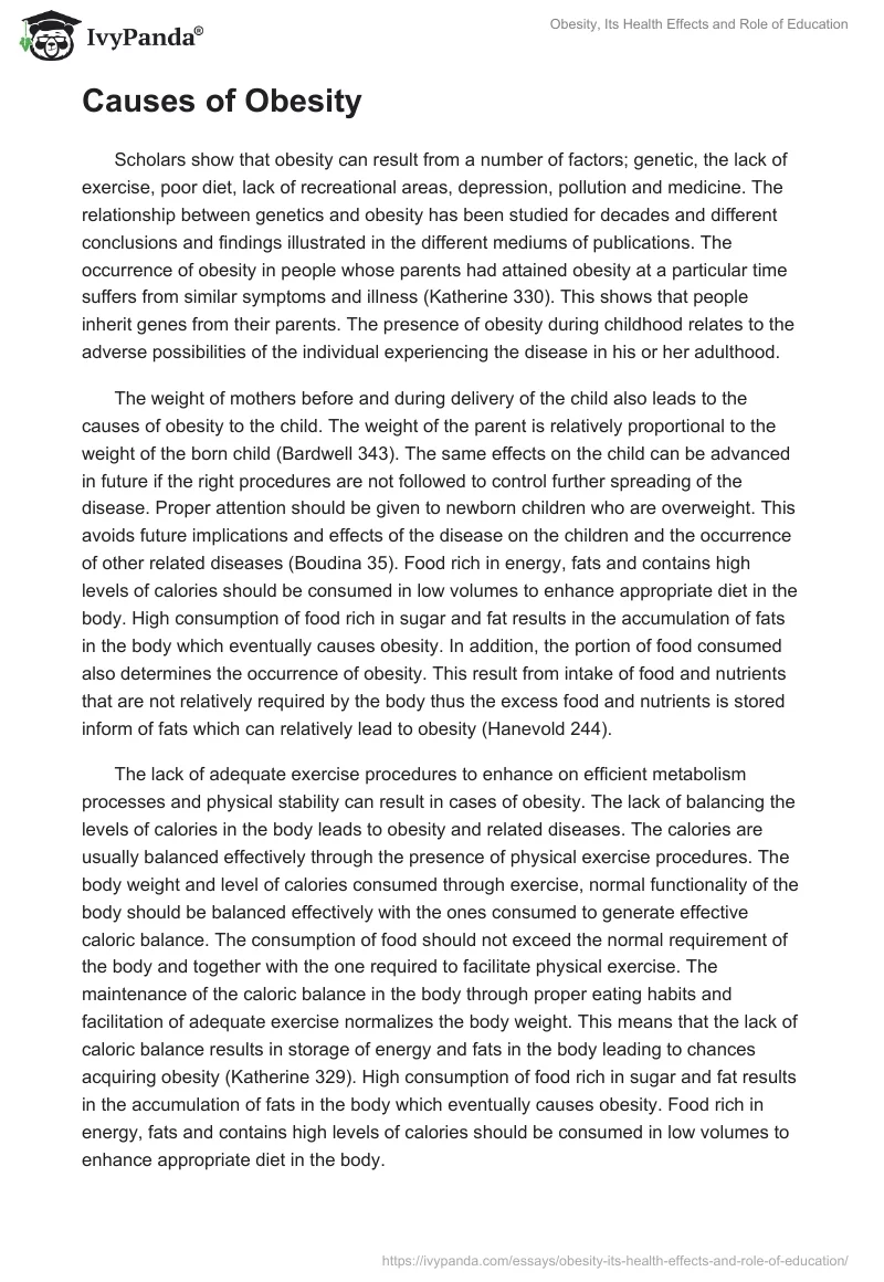 Obesity, Its Health Effects and Role of Education. Page 2