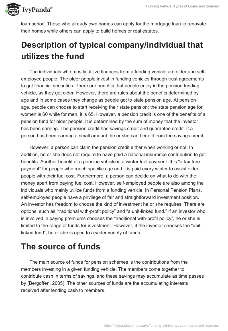 Funding Vehicle, Types of Loans and Sources. Page 2