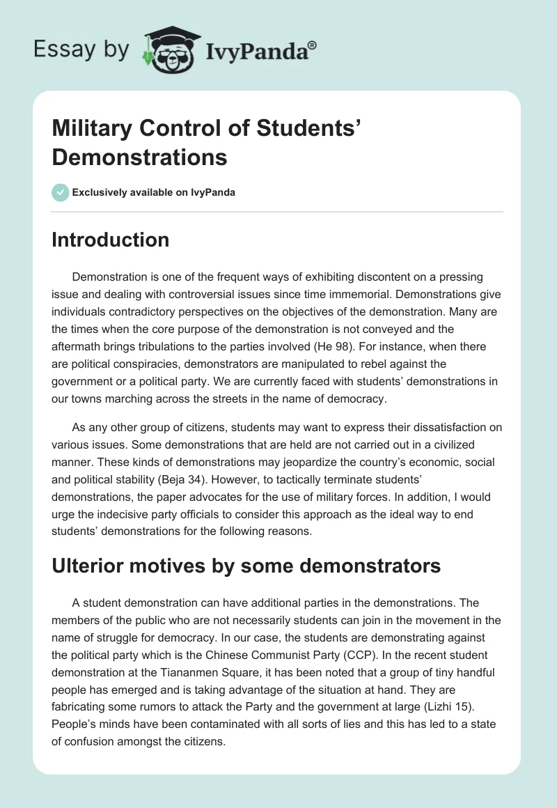 Military Control of Students’ Demonstrations. Page 1