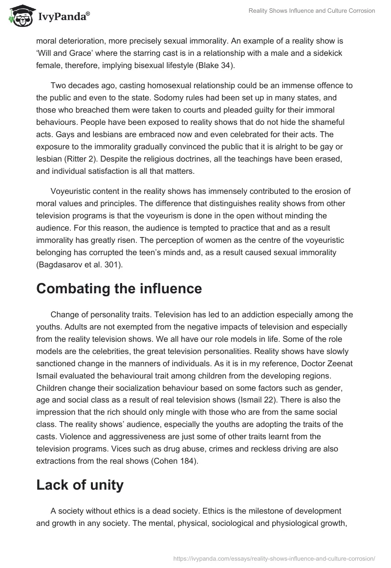 Reality Shows Influence and Culture Corrosion. Page 2