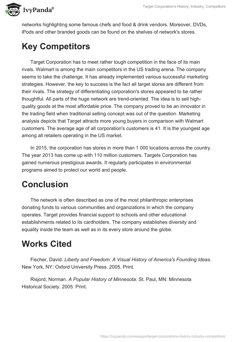 Target Corporation's History, Industry, Competitors. Page 2