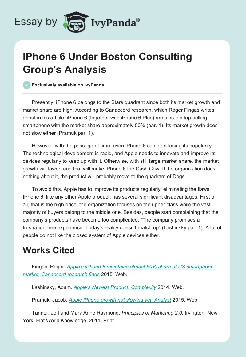 IPhone 6 Under Boston Consulting Group's Analysis. Page 1