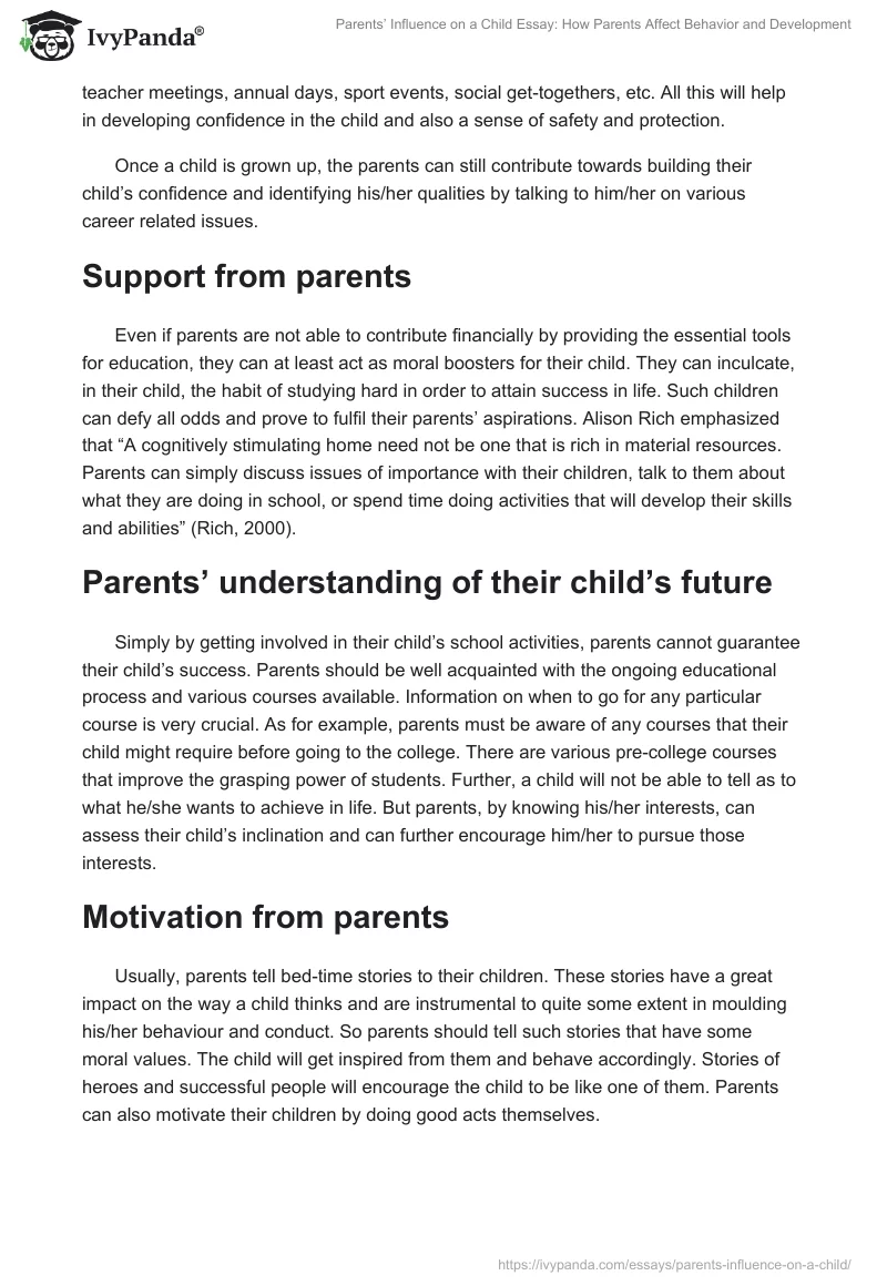 Parents’ Influence on a Child Essay: How Parents Affect Behavior and Development. Page 3