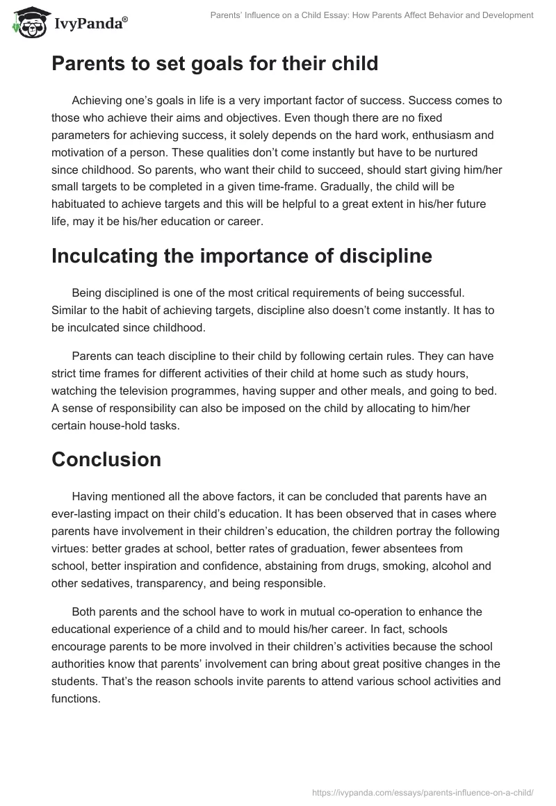 Parents’ Influence on a Child Essay: How Parents Affect Behavior and Development. Page 4