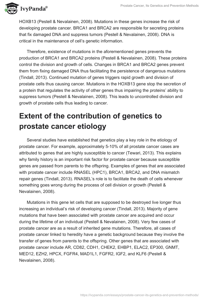 Prostate Cancer, Its Genetics and Prevention Methods. Page 2
