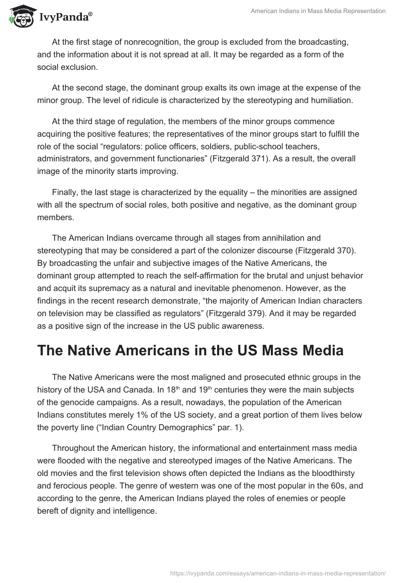 American Indians in Mass Media Representation. Page 2