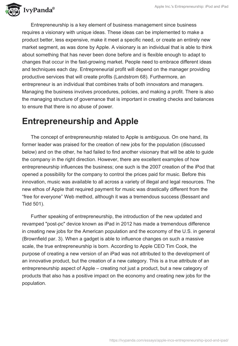 Apple Inc.'s Entrepreneurship: iPod and iPad. Page 2