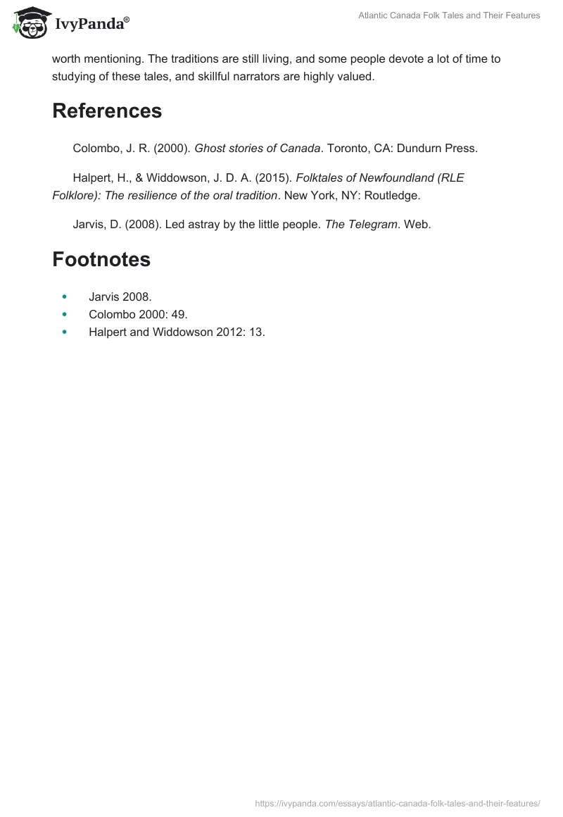Atlantic Canada Folk Tales and Their Features. Page 4
