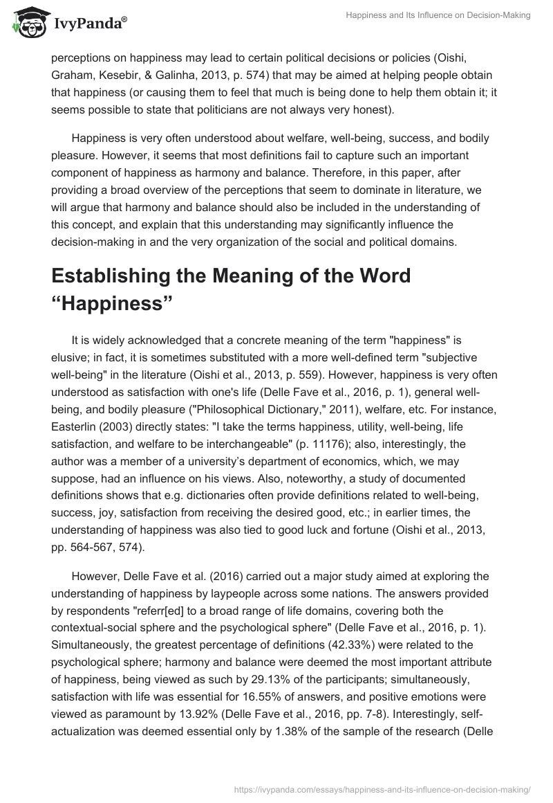 Happiness and Its Influence on Decision-Making. Page 2