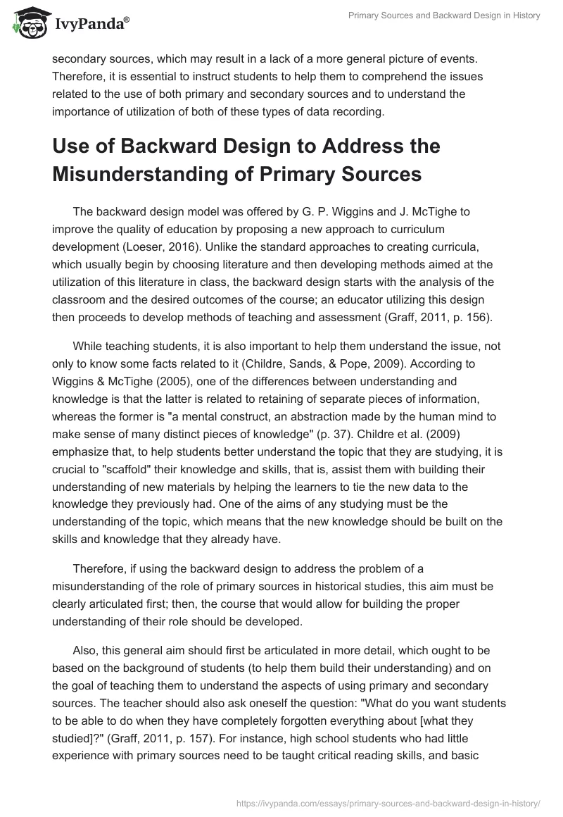 Primary Sources and Backward Design in History. Page 2