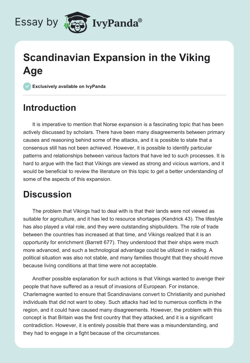 Scandinavian Expansion in the Viking Age. Page 1