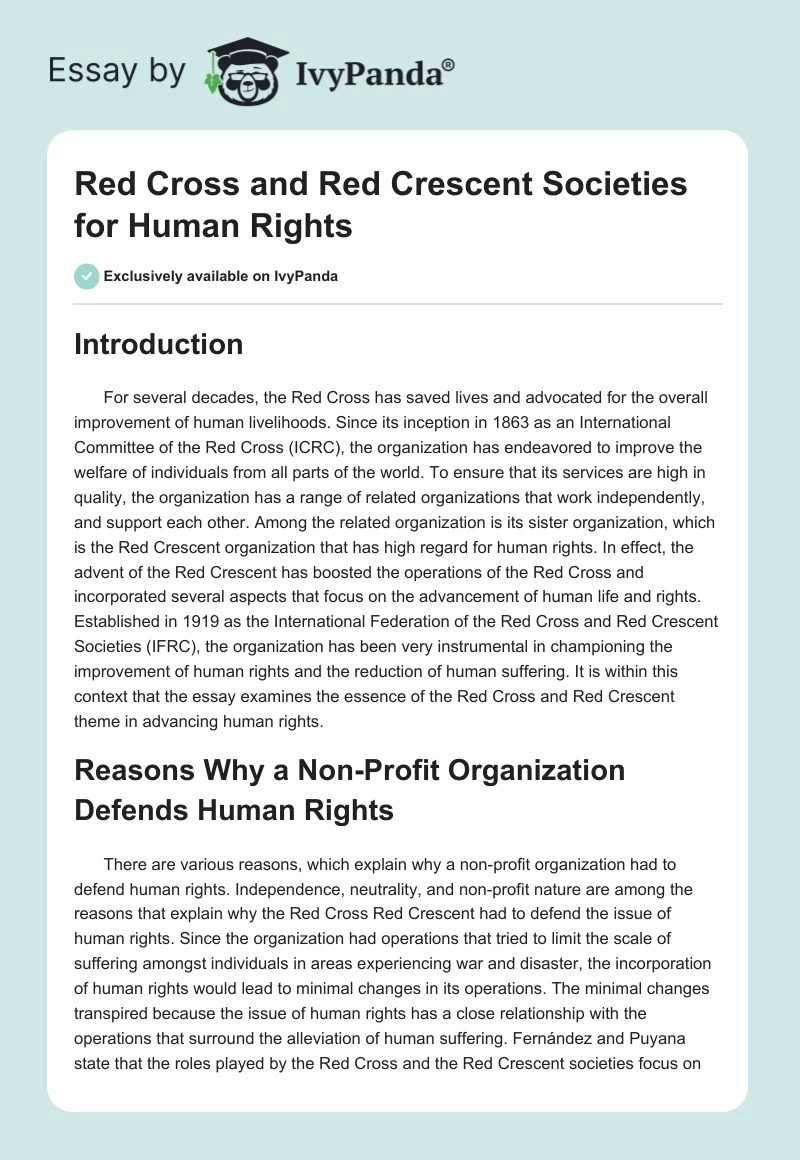 Red Cross and Red Crescent Societies for Human Rights. Page 1