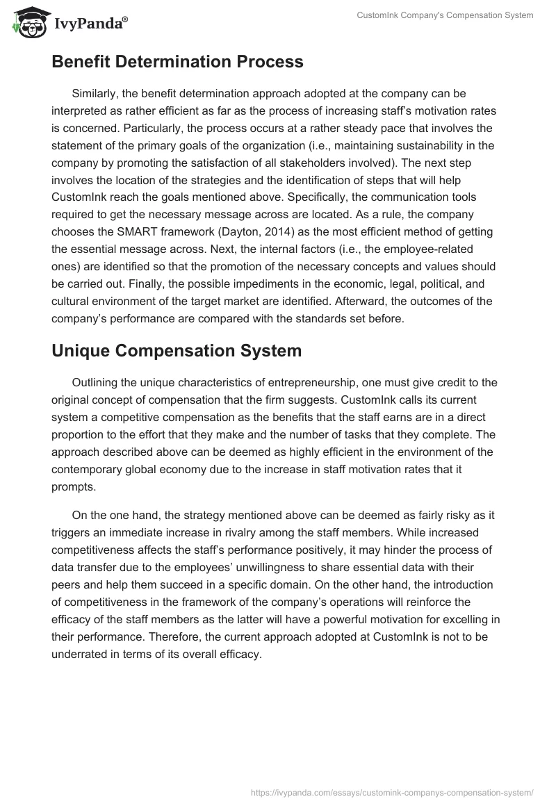 CustomInk Company's Compensation System. Page 3