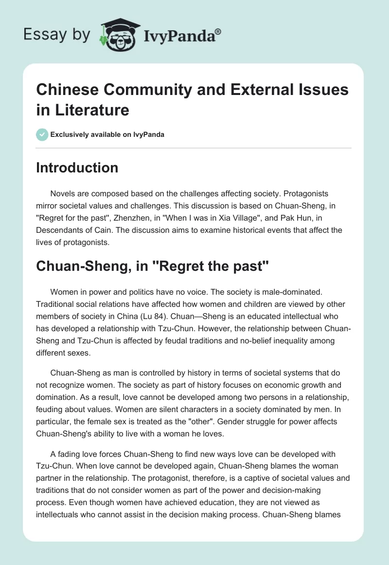Chinese Community and External Issues in Literature. Page 1