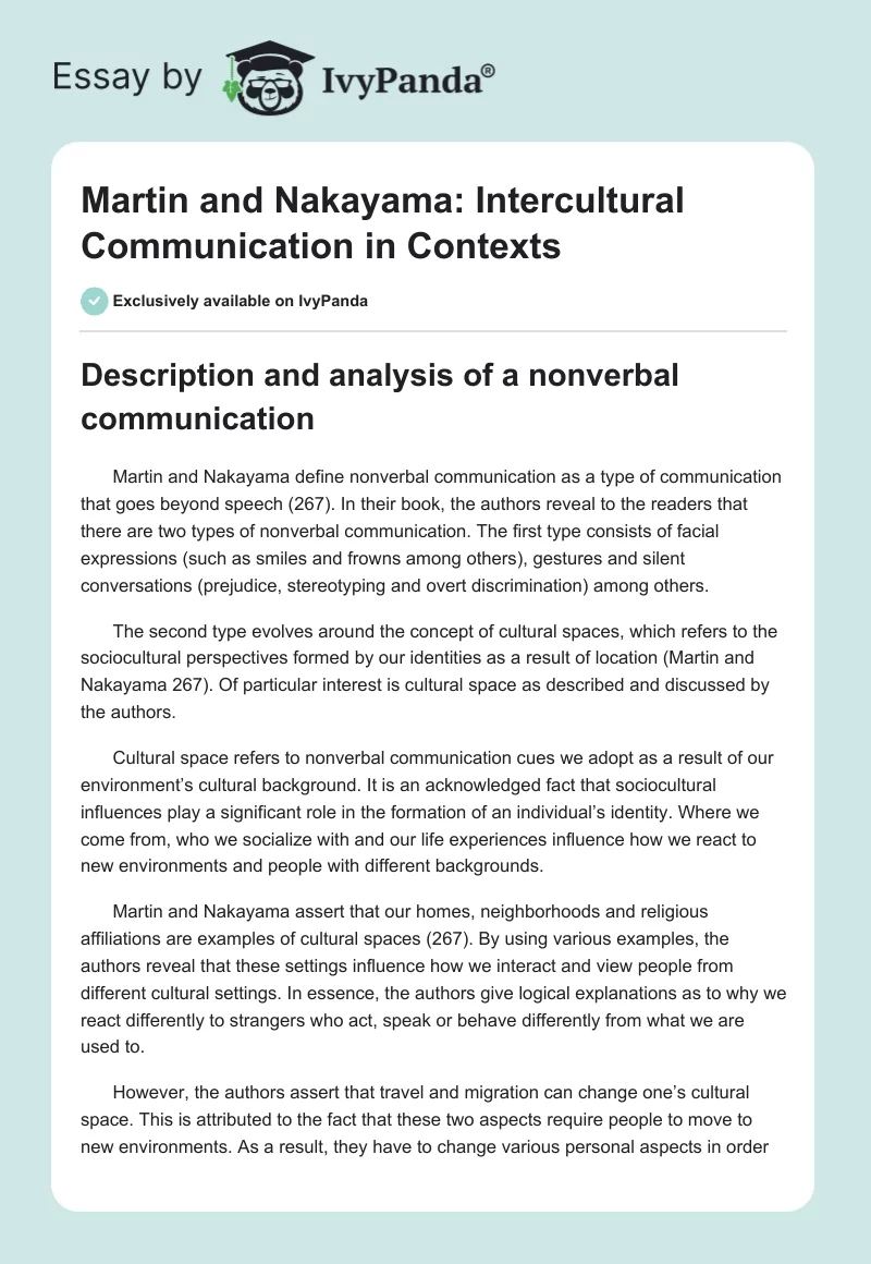Martin and Nakayama: Intercultural Communication in Contexts. Page 1