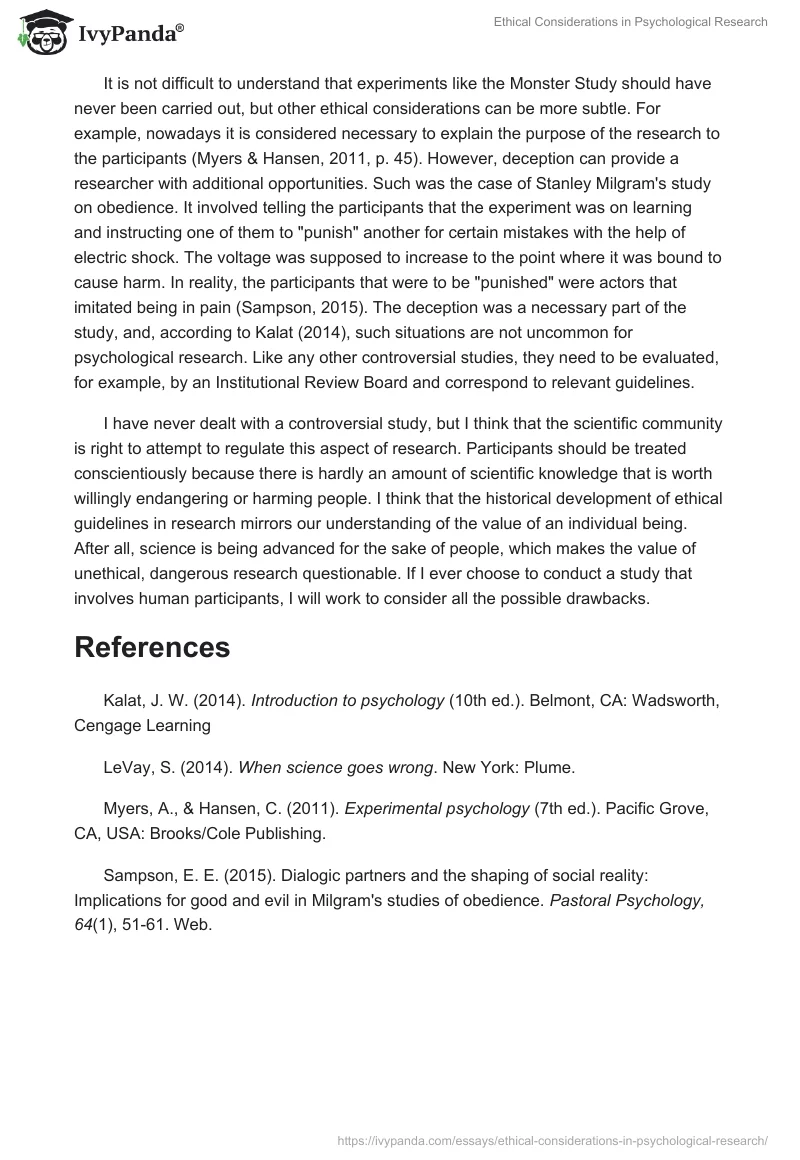 Ethical Considerations in Psychological Research. Page 2