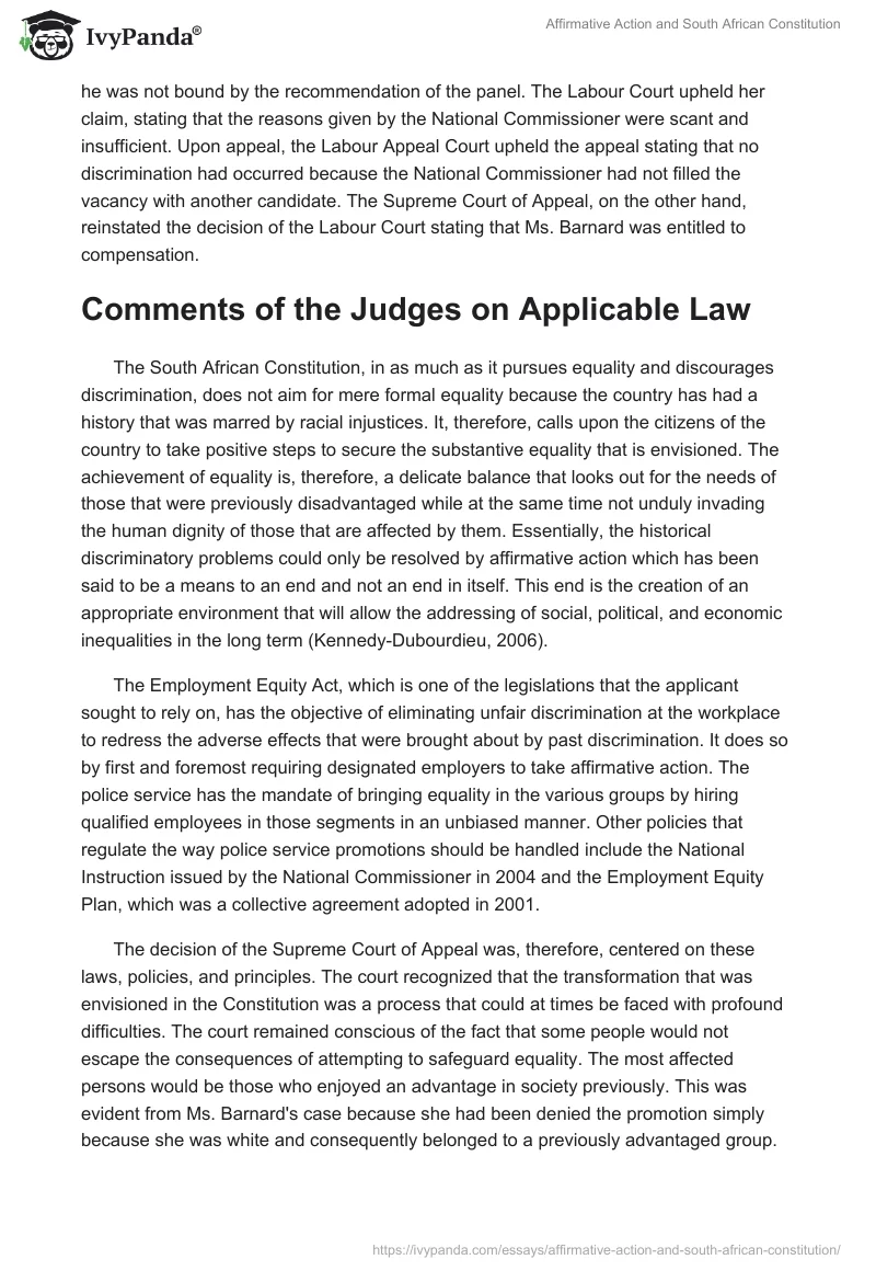 Affirmative Action and South African Constitution. Page 2